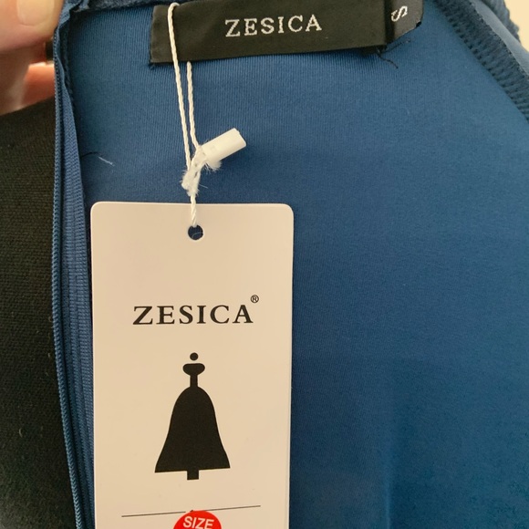 ZESICA Women's Puff Sleeve Square Neck Ruched Bodycon Midi Dress- Size S- BNWT - Picture 7 of 8